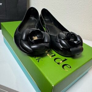 Kate Spade Black Flats with Bold Floral Accent